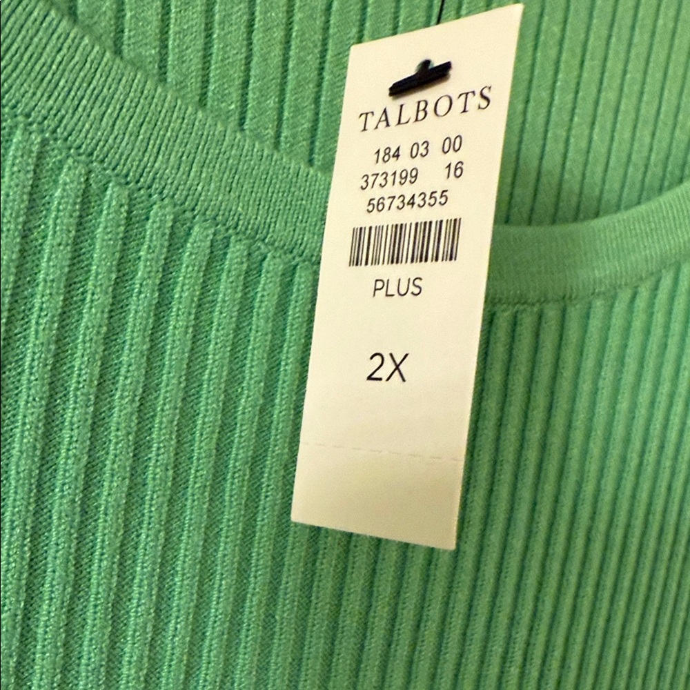 Talbots Green Ribbed Knit Top - Picture 4 of 7